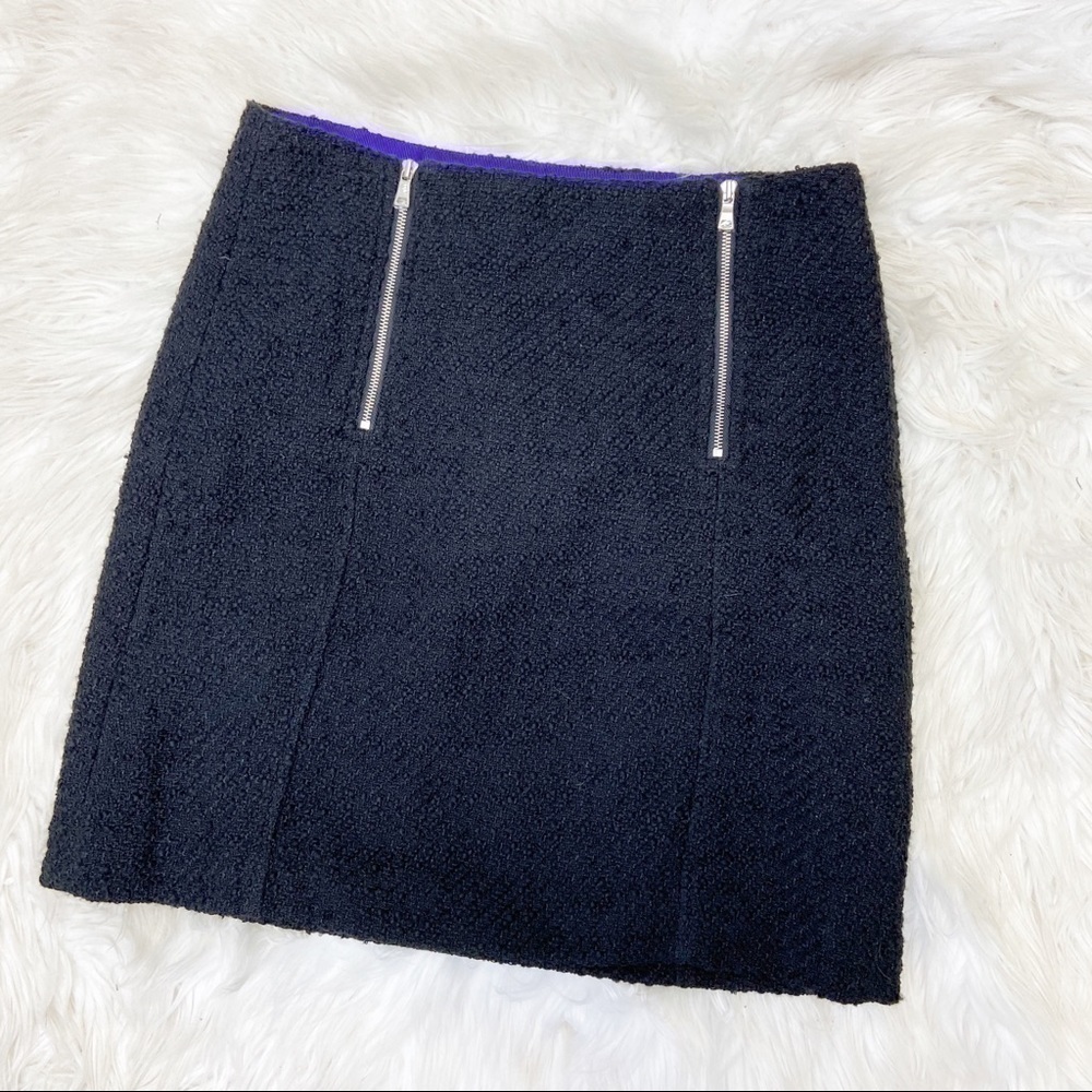 NWOT LOFT Boucle Tweed Double Zip Mini Skirt Sz 0